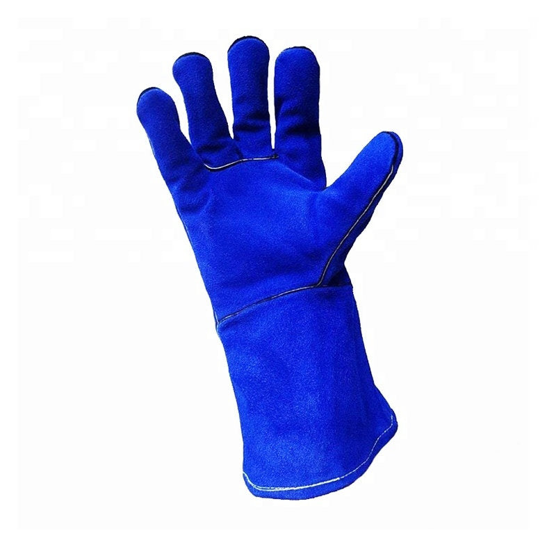 Men's Indstrial Welding Leather Gloves Sapphire blue Cowhide Leather