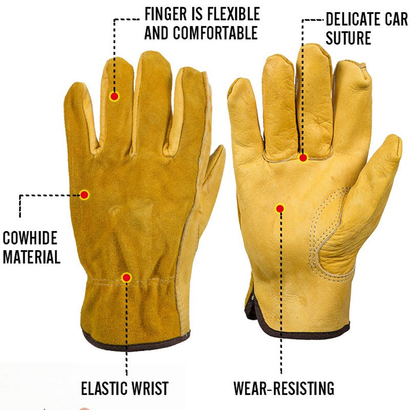 Cowhide Leather Gloves Winter Warm Motorcycle Riding Glove