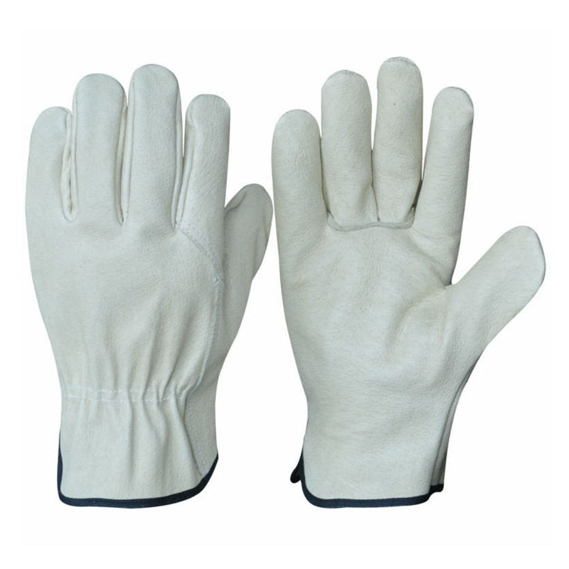 White Leather Motorcycle Racing Cowhide Gloves