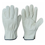White Leather Motorcycle Racing Cowhide Gloves